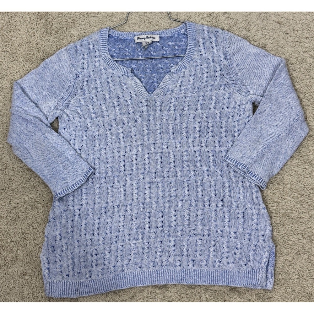 Tommy Bahama Women's  100% Linen Lightweight V Neck Knit Pullover Sweater Size S
